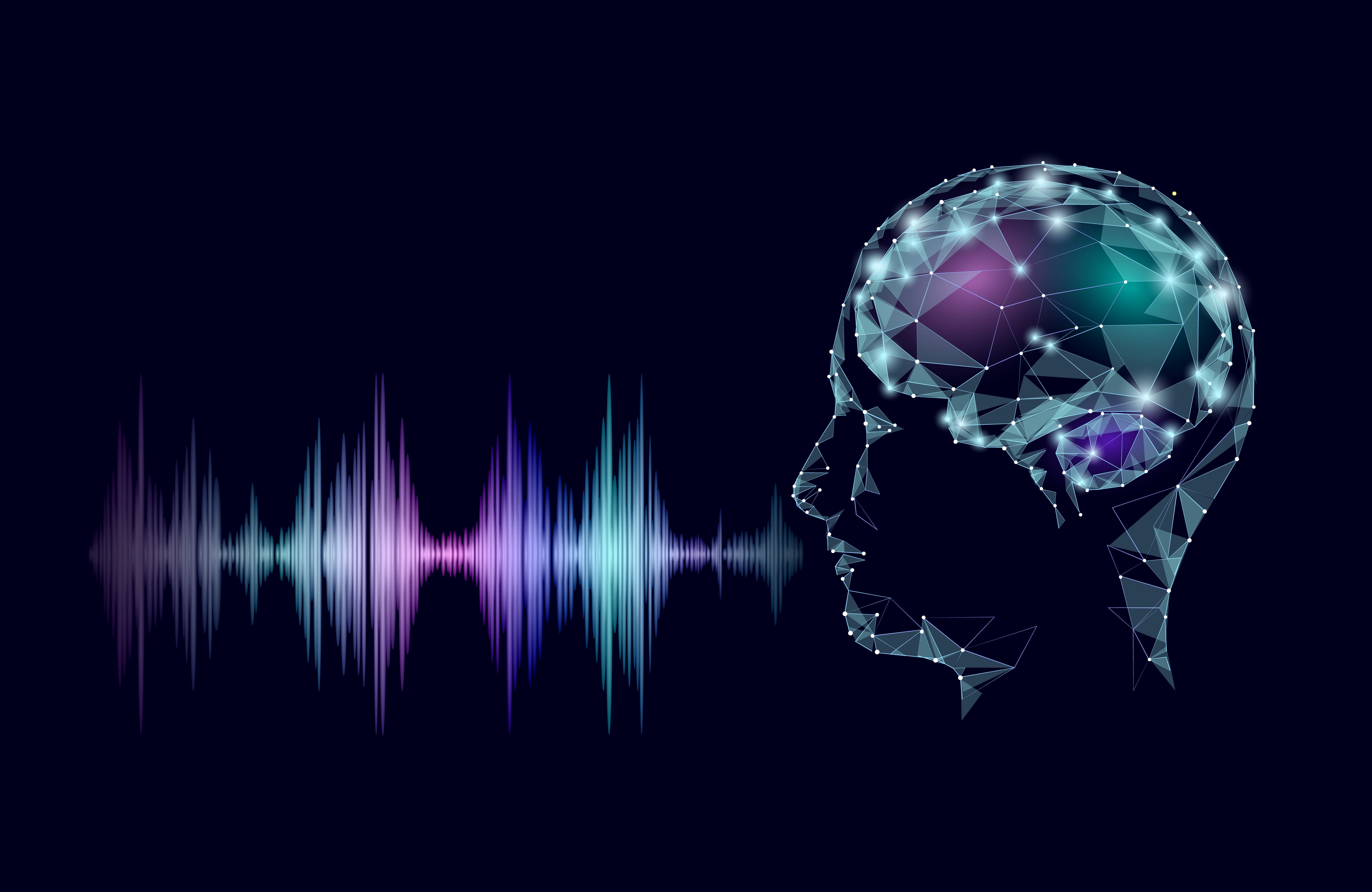 Brain waves and music notes