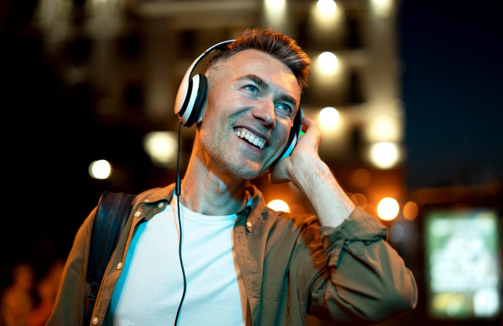 Person listening to music